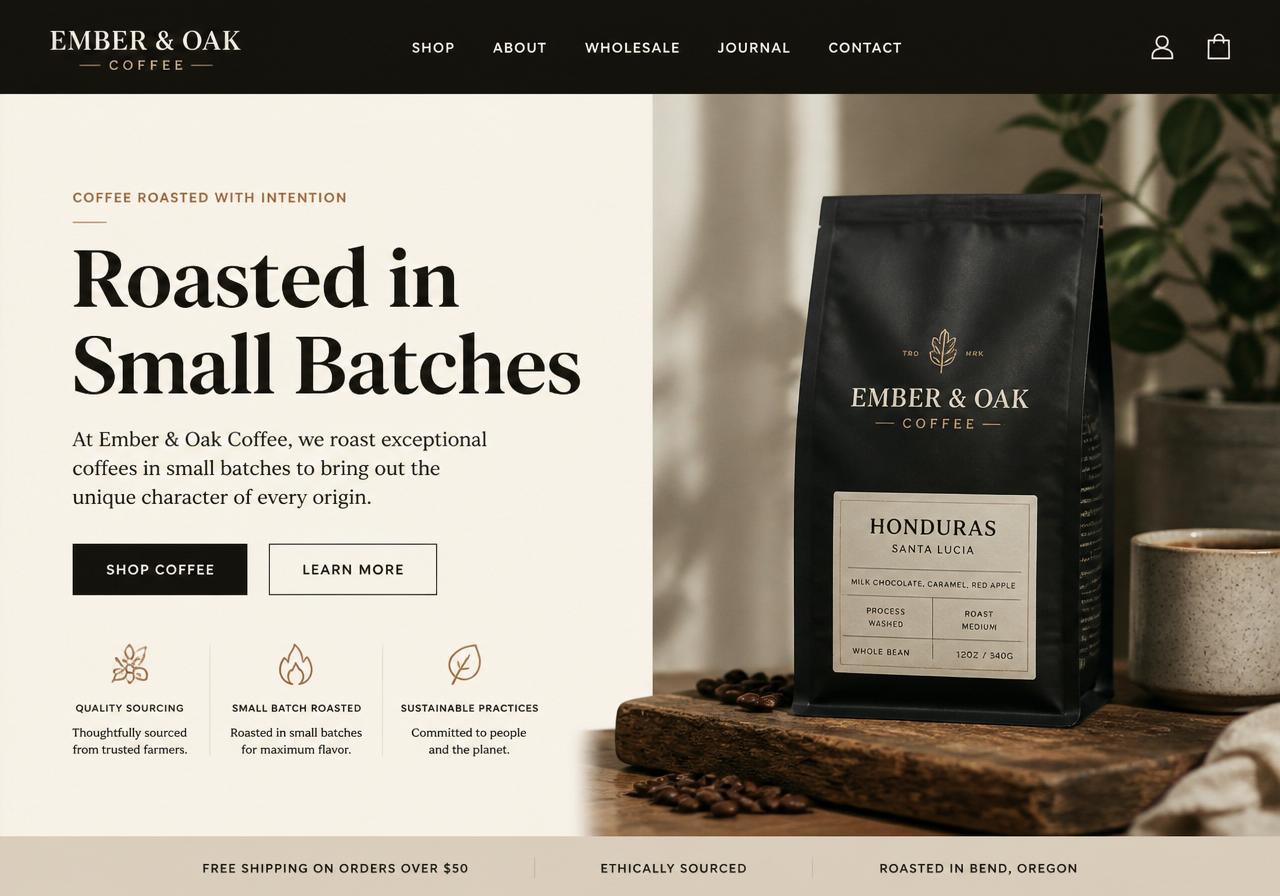 Preview of Ember & Oak Coffee website