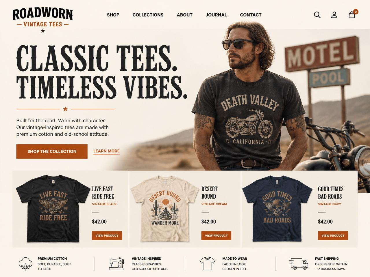 Preview of Roadworn Vintage Tees website